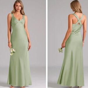 Sage Green Bridesmaid Maxi Dress | Azazie Size Small